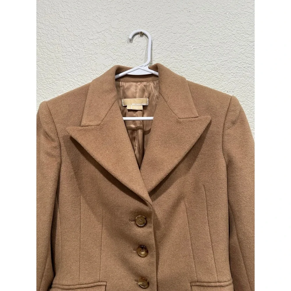 Michael Kors Collection Camel Hair Blazer Italy Tan Peaked Lapel KDL808A 6